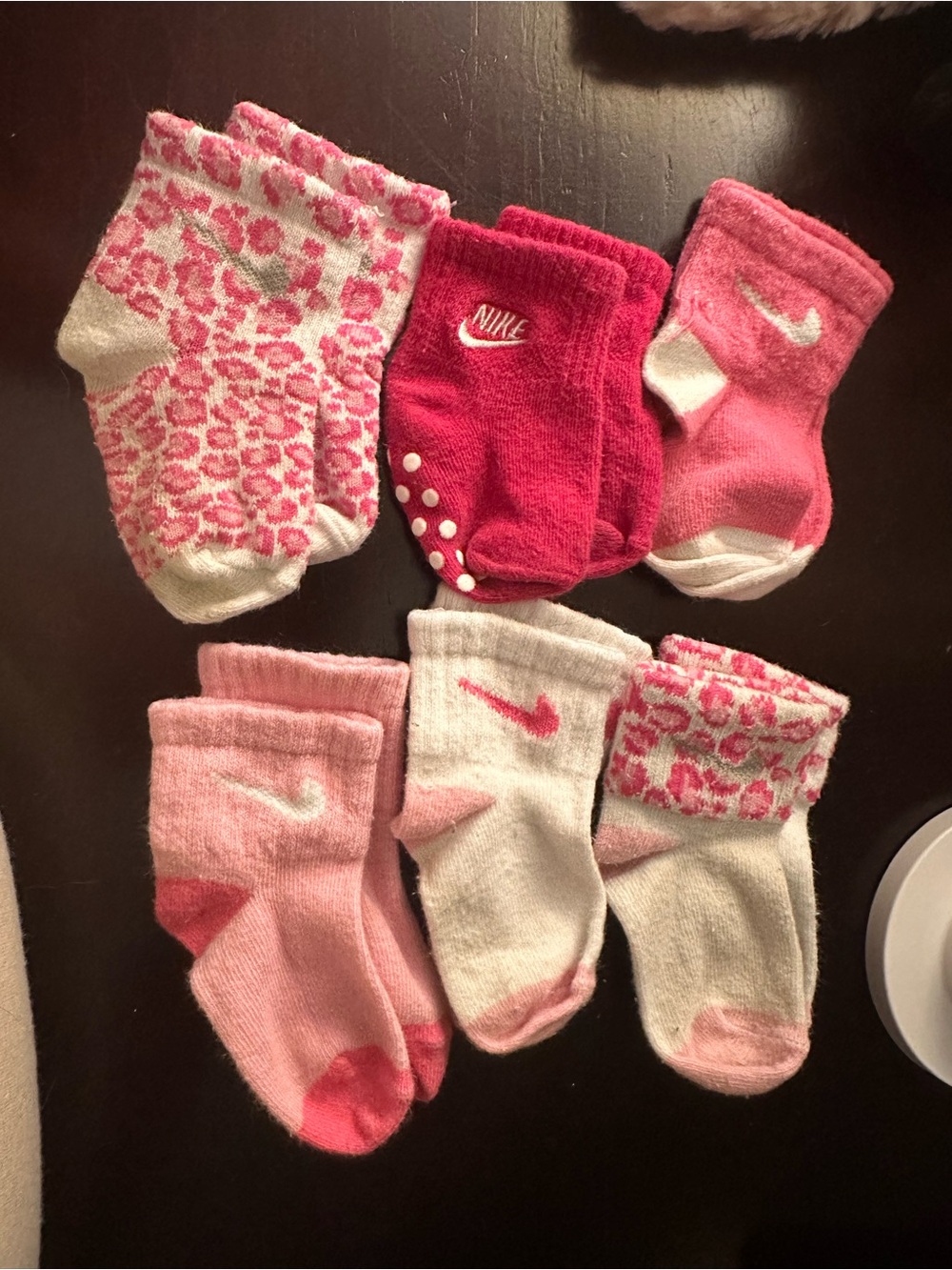 Nike Baby Pink & White Mixed Grip Sock Set - 6 Pairs